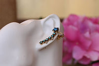 Blue Ear Climber Earrings