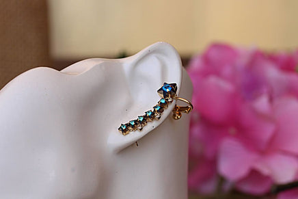 Blue Ear Climber Earrings