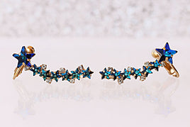 Blue Ear Climber Earrings