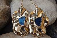 Blue Enamel Earrings. Big Blue And Gold Earrings. Statement Earrings. Over Size Earrings. Enamel Earrings. Enamel Unique Jewelry For Women