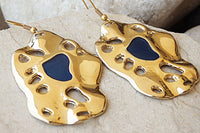 Blue Enamel Earrings. Big Blue And Gold Earrings. Statement Earrings. Over Size Earrings. Enamel Earrings. Enamel Unique Jewelry For Women