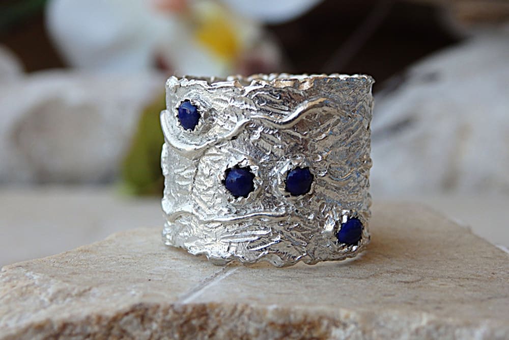 Natural Lapis Lazuli Ring, Blue Gemstone Ring, 925 Sterling Silver Ring, Boho Statement Ring, Bohemian Ring, Big Lapis Ring, Ring offers for Women