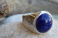 Blue Lapis Statement Mens Sterling Silver Ring