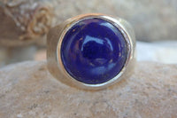 Blue Lapis Statement Mens Sterling Silver Ring