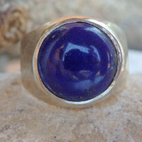 Blue Lapis Statement Mens Sterling Silver Ring