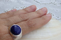 Blue Lapis Statement Mens Sterling Silver Ring