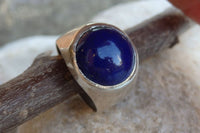 Blue Lapis Statement Mens Sterling Silver Ring