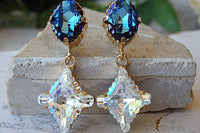 Blue Navy White Chandelier Earring