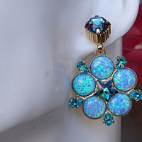 Blue Opal Earrings. Drop Earrings. Large Star Earrings. Rebeka Bridesmaid Earrings.statement Piece. Blue Navy Earrings.fire Opal Jewelry