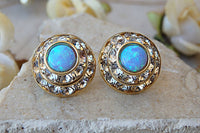 Blue Opal Earrings. Stud Earrings