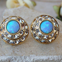 Blue Opal Earrings. Stud Earrings