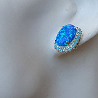 Blue Opal Earrings. Turquoise Opal Silver Earrings