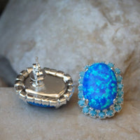 Blue Opal Earrings. Turquoise Opal Silver Earrings