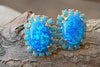 Blue Opal Gold Earrings