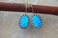 Blue Opal Gold Earrings