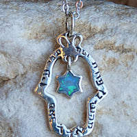 Blue Opal Hamsa And Star Of David Necklace