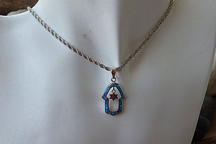 Blue Opal Hamsa Necklace