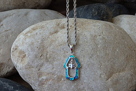 Blue Opal Hamsa Necklace