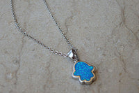 Blue Opal Hamsa Pendant