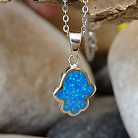 Blue Opal Hamsa Pendant