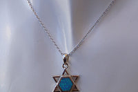 Blue Opal Star Of David Necklace. Blue Magen David Pendant