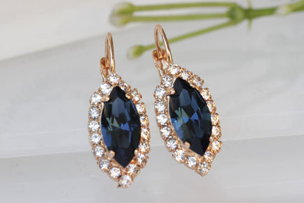 Blue Oval Earrings