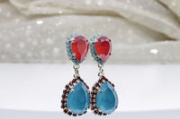 Blue & Red Earrings