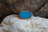 Blue Signet Ring. Oval Enamel Ring. Enamel Jewelry. Womens Mens Signet Ring. 925 Sterling Silver Blue Signet Ring. Light Blue Signet Ring