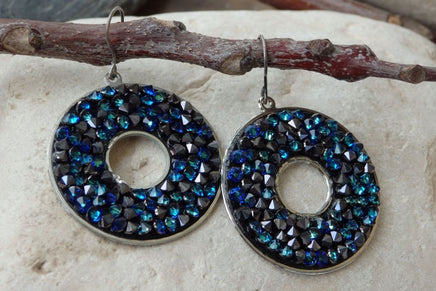 Blue Rebeka Crystal Rock Earrings