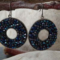 Blue Rebeka Crystal Rock Earrings