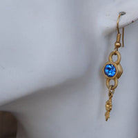 Blue Rebeka Earrings. Something Blue. Blue Gold Earrings. Blue Dangle Earrings. Womens Earrings. Blue Sapphire Crystal Earrings. For She