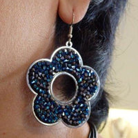 Blue Rebeka Flower Pendant Necklace