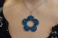 Blue Rebeka Flower Pendant Necklace