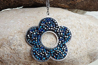 Blue Rebeka Flower Pendant Necklace