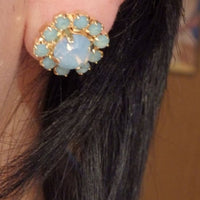 Blue Teal Post Earrings. Wedding Stud Earrings. Bridesmaids Earrings. Womens Stud Earrings. Crystal Rebeka Small Earrings. Gift Idea.