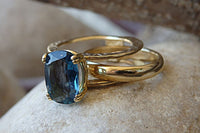 Blue Topaz Ring. Topaz Engagement. Solitaire Ring. London Blue Topaz. Promise Ring Set.commitment Ring. Pattern Ring. 14 K Solid Gold Ring