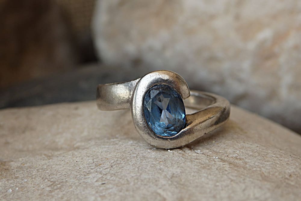 Blue Topaz Solitaire Ring. Gemstone Engagement Ring. 925 Sterling Silver Ring. Blue Stone Engagement Ring For Her. Genuine Topaz Silver Ring