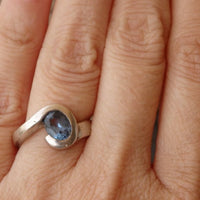 Blue Topaz Solitaire Ring. Gemstone Engagement Ring. 925 Sterling Silver Ring. Blue Stone Engagement Ring For Her. Genuine Topaz Silver Ring
