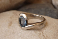 Blue Topaz Solitaire Ring. Gemstone Engagement Ring. 925 Sterling Silver Ring. Blue Stone Engagement Ring For Her. Genuine Topaz Silver Ring