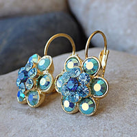 Blue Turquoise Rebeka Earrings For Bridal. Bridesmaid Jewelry Gift. Flower Small Drop Earrings. Wedding Earrings. Everyday Jewelry.
