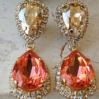 Blush Bridal Earring. Chandelier Earrings. Peach Earring. Rebeka Earrings For Brides. Blush Bridesmaid Earrings. Champagne Drop Earrings