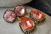 Blush Orange Pink Chandelier Earrings. Rebeka Bridesmaid Earrings . Black Pink Orange And Gold Earrings. Gift Ideas Jewelry For Her Wife