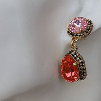 Blush Orange Pink Chandelier Earrings. Rebeka Bridesmaid Earrings . Black Pink Orange And Gold Earrings. Gift Ideas Jewelry For Her Wife