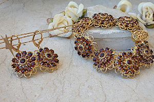 Bracelet Earring Set. Brown Jewelry Set. Jewelry Sets. Bridesmaid Gift Set. Flowers Jewelry. Bracelet And Earring. Brown And Gold. Wedding