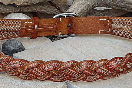 Braided Belt. Blue Leather Belt. Buckle Belt For Men Women. White Stitching Belt. Jeans Belt. Braid Belt. Denim Color Leather Belt For Him