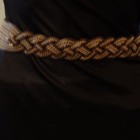 Braided Belt. Brown Leather Belt. Buckle Belt For Men Women. White Stitching Belt. Jeans Belt. Braid Belt. Cognac Color Leather Belt For Him