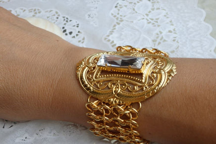 Bridal Bracelet. Gold Bracelet. Rebeka Bracelet.gold Statement Cuff