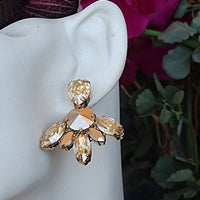 Bridal Champagne Earrings. Wedding Theme. Cascading Earrings. Rose Gold Golden Shadow Rebeka Earrings. Champagne Studs. Metallic Earrings