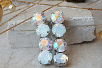 Bridal Clip On Earrings. White Earrings. Rebeka Clip On Earrings. Opal Ab Crystal Clip Earrings. Custom Earrings. Non Pierced Earrings