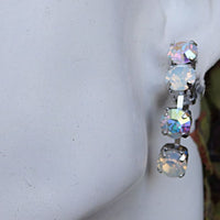 Bridal Clip On Earrings. White Earrings. Rebeka Clip On Earrings. Opal Ab Crystal Clip Earrings. Custom Earrings. Non Pierced Earrings